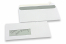 Rudekuverter, hvid, 110 x 220 mm (EA5/6), rude til venstre 40 x 110 mm, rude positioneret 20 mm fra venstre og 24 mm fra bunden, 90 g, selvklæbende med dækstrimmel | PIT Packaging.dk | Alle-konvolutter