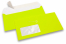 Neon kuverter - gul, med rude 45 x 90 mm, rude positioneret 20 mm fra venstre og 15 mm fra bunden | PIT Packaging.dk | Alle-konvolutter