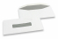 Rudekuverter, hvid, 109 x 224 mm, rude i midten 25 x 110 mm, rude positioneret 53 mm fra venstre og 40 mm fra bunden, fugtgummieret, 80 g, vægt ca. 3 g pr. stk. | PIT Packaging.dk | Alle-konvolutter