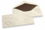 Marmoreret kuverter - 96 x 181 mm, marmoreret brun, foret inderside brun | PIT Packaging.dk | Alle-konvolutter