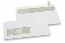 Konvolutter til laserprinter, 110 x 220 mm (DL), rude til venstre 40 x 110 mm, rude positioneret 15 mm fra venstre og 20 mm fra bunden | PIT Packaging.dk | Alle-konvolutter