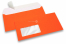 Neon kuverter - orange, med rude 45 x 90 mm, rude positioneret 20 mm fra venstre og 15 mm fra bunden | PIT Packaging.dk | Alle-konvolutter