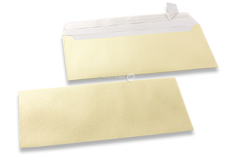Champagnefarvede kuverter med perlemorseffekt - 110 x 220 mm