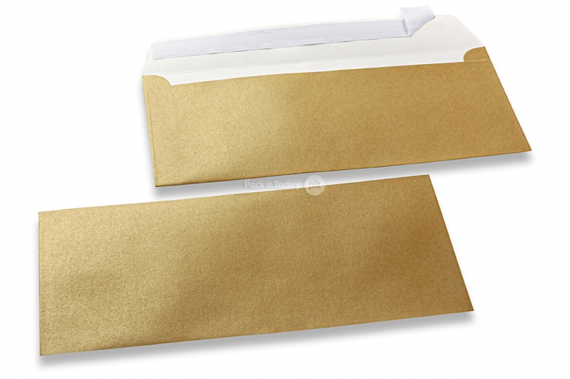 Guldfarvede kuverter med perlemorseffekt - 110 x 220 mm