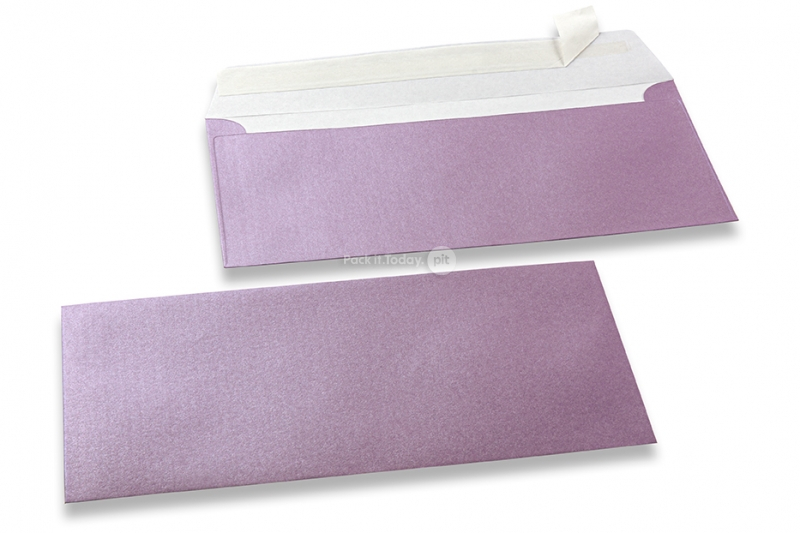 Lillafarvede kuverter med perlemorseffekt - 110 x 220 mm