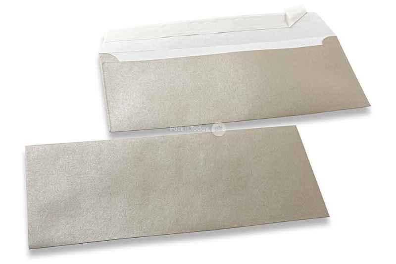 Sølvfarvede kuverter med perlemorseffekt - 110 x 220 mm