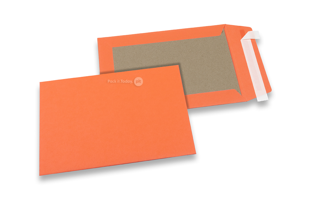 Farvede kuverter med karton på bagsiden - Orange, 162 x 229 mm