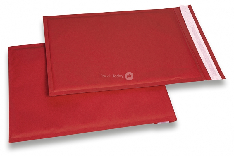 Farvet boblekuvert af papir - Rød, 170 g