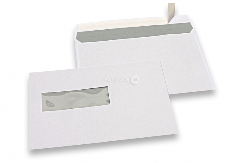 Konvolutter til laserprinter, 162 x 229 mm (C5), rude til venstre 40 x 110 mm, rude positioneret 20 mm fra venstre og 72 mm fra bunden, vægt ca. 7 g pr. stk. 
