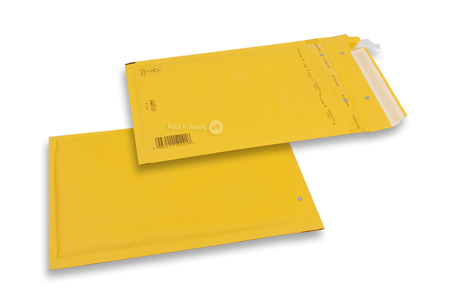 Farvet boblekuvert af papir - Gul, 80 g 180 x 250 mm