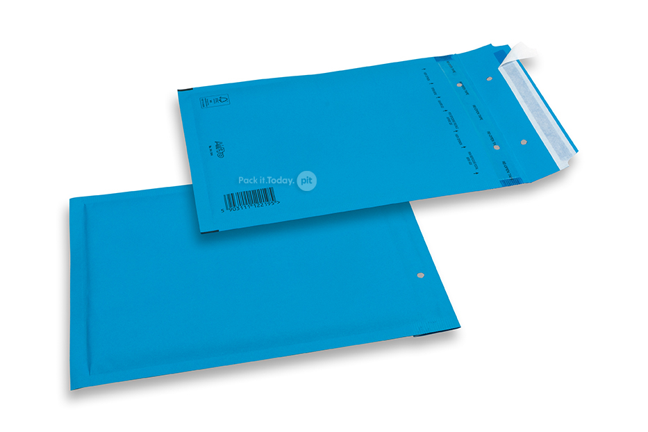 Farvet boblekuvert af papir - Blå, 80 g 180 x 250 mm