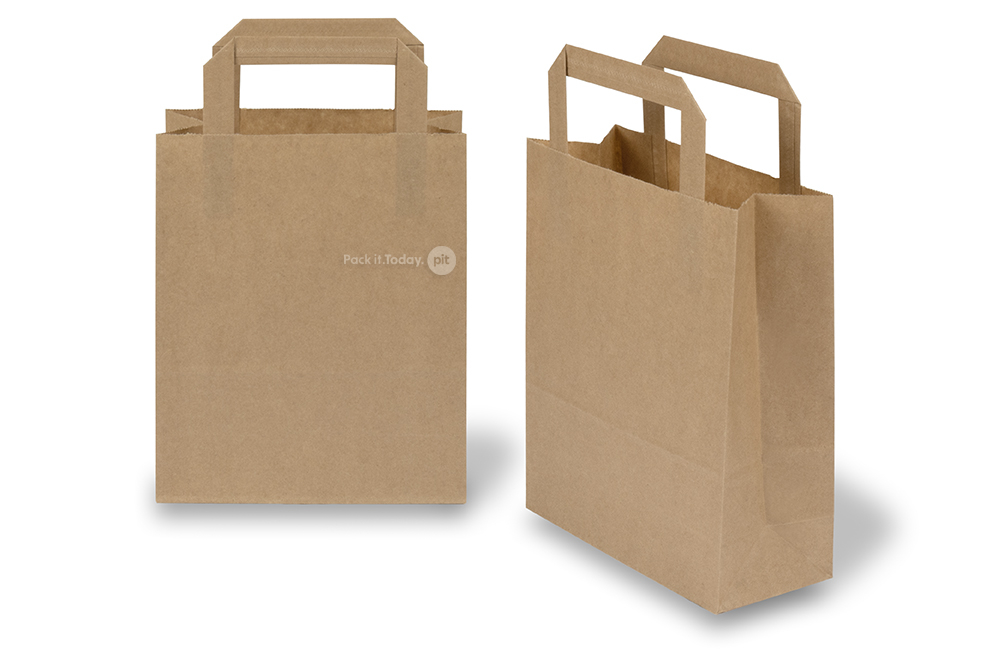 Papirsposer med hank foldbar - brun, 180 x 80 x 220 mm