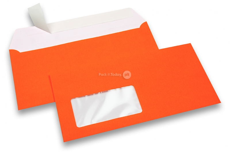 Neon kuverter - orange, med rude 45 x 90 mm, rude positioneret 20 mm fra venstre og 15 mm fra bunden
