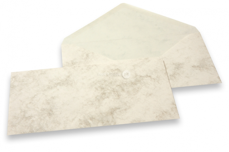 Marmoreret kuverter - 110 x 220 mm, marmoreret brun, uden foret inderside