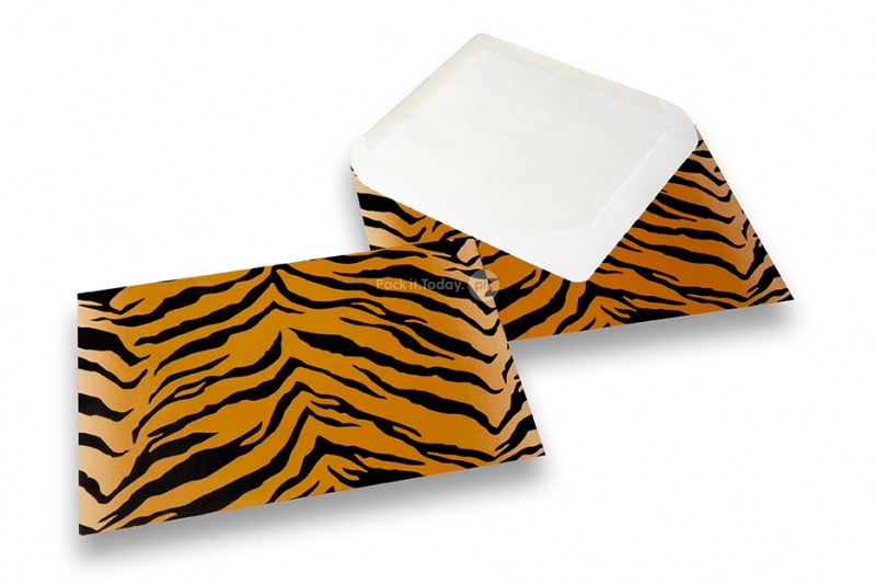 Kuverter med dyreprint - sort/gul, tigerskind
