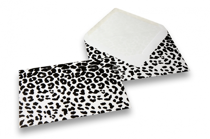 Kuverter med dyreprint - sort, leopardskind