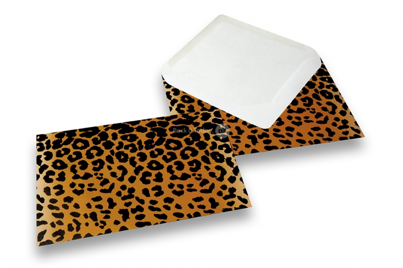 Kuverter med dyreprint - sort/gul, leopardskind