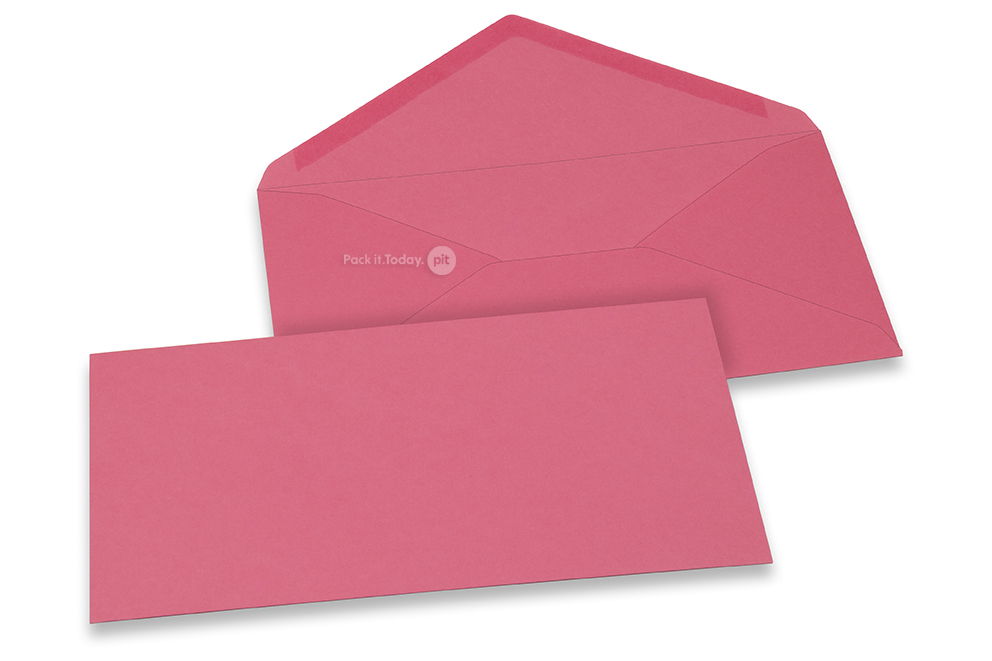 Farvede kuverter til lykønskningskort - Pink, 110 x 220 mm