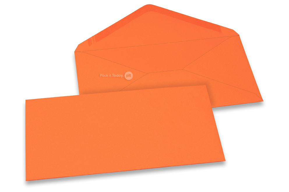Farvede kuverter til lykønskningskort - Orange, 110 x 220 mm