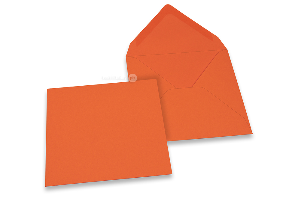 Farvede kuverter til lykønskningskort - Orange, 155 x 155 mm