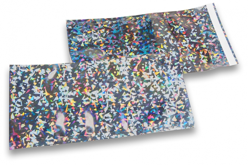 Sølv holografisk metallisk foliekuverter - 114 x 229 mm