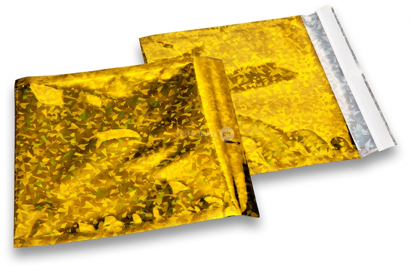 Guld holografisk metallisk foliekuverter - 165 x 165 mm