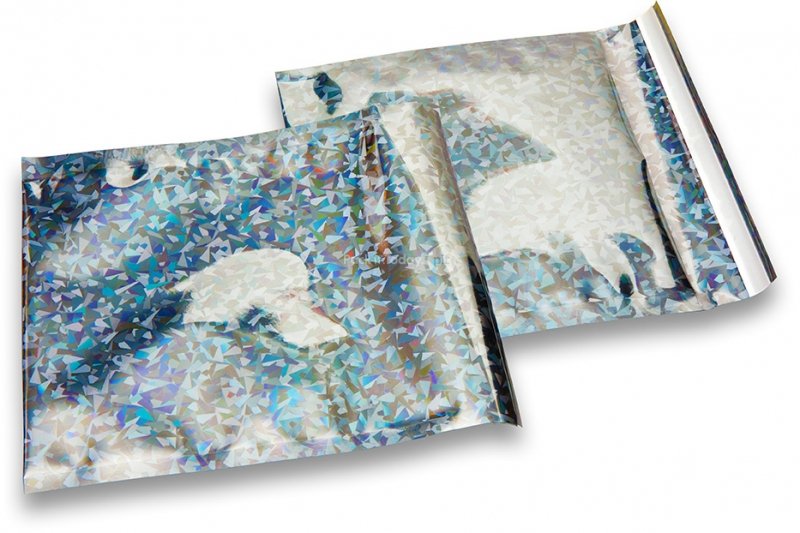 Sølv holografisk metallisk foliekuverter - 165 x 165 mm
