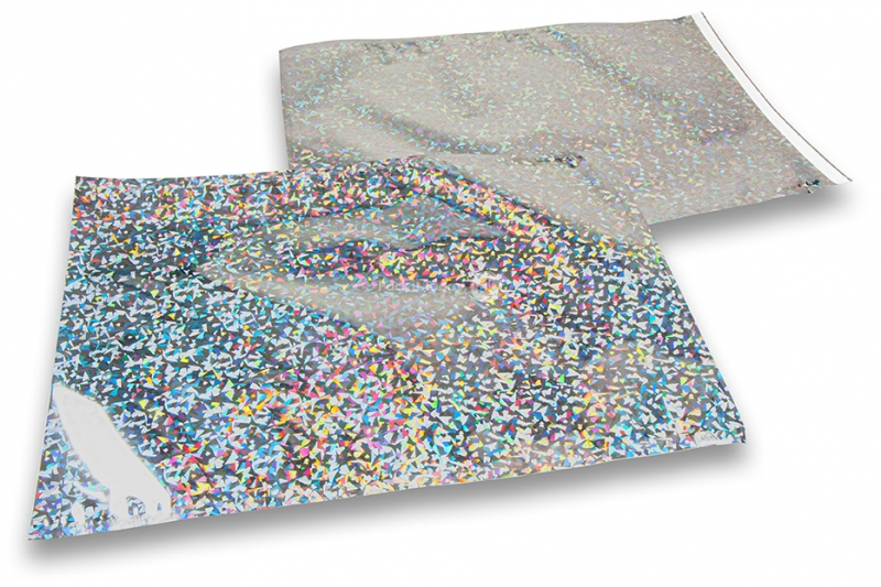 Sølv holografisk metallisk foliekuverter - 320 x 430 mm