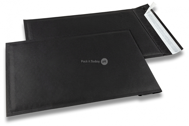Sort boblekuvert af papir - 230 x 324 mm, 160 g