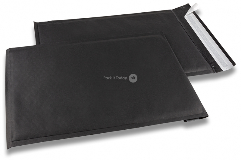 Sort boblekuvert af papir - 250 x 350 mm, 160 g