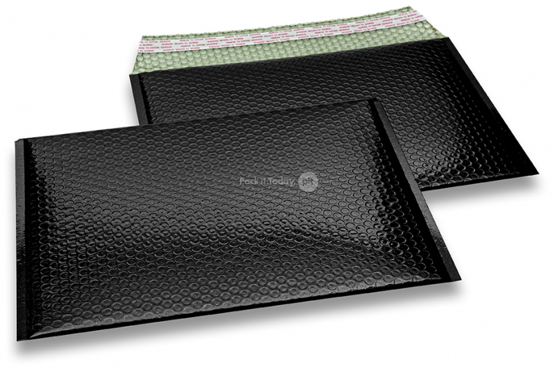 ECO boblekuvert af metallisk plast - sort 235 x 325 mm