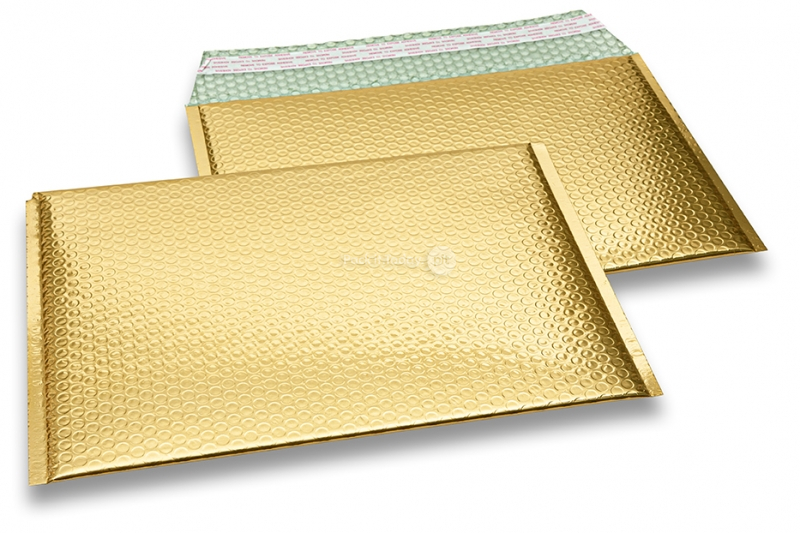 ECO boblekuvert af metallisk plast - guld 235 x 325 mm