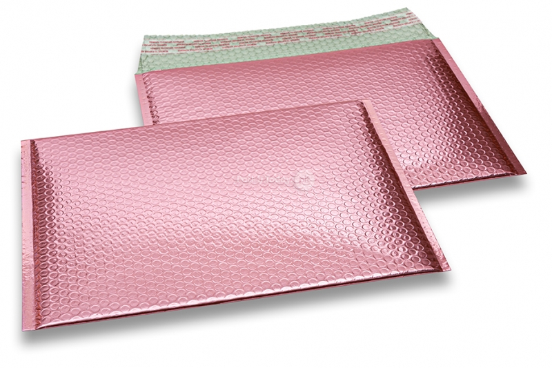 ECO boblekuvert af metallisk plast - roseguld 235 x 325 mm