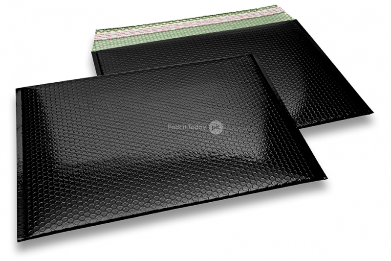 ECO boblekuvert af metallisk plast - sort 320 x 425 mm