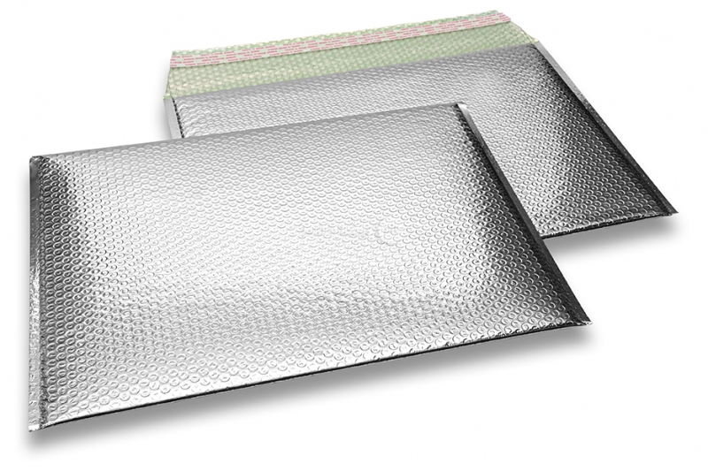 ECO boblekuvert af metallisk plast - sølv 320 x 425 mm