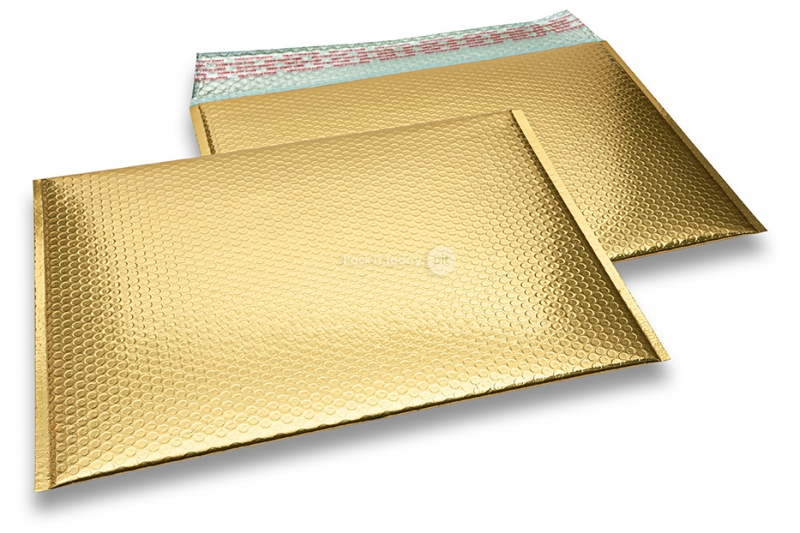 ECO boblekuvert af metallisk plast - guld 320 x 425 mm