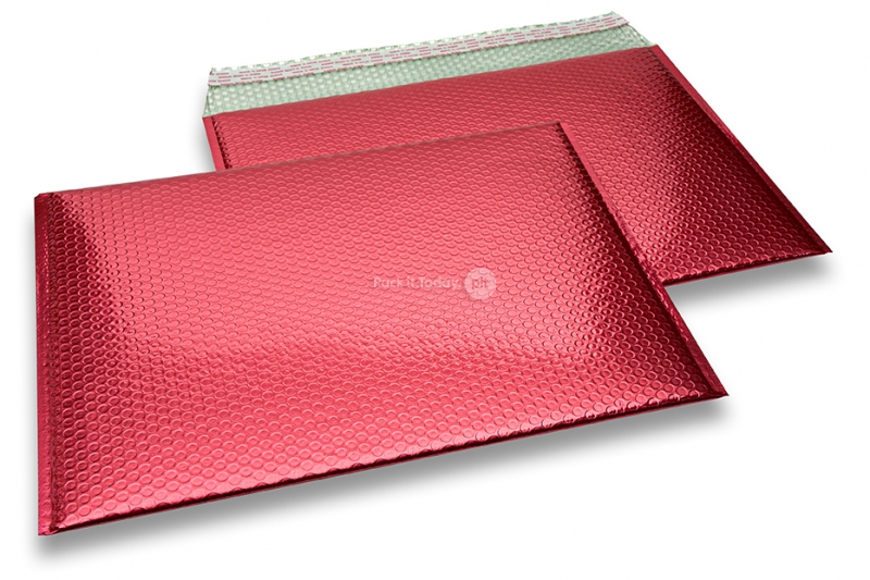 ECO boblekuvert af metallisk plast - rød 320 x 425 mm
