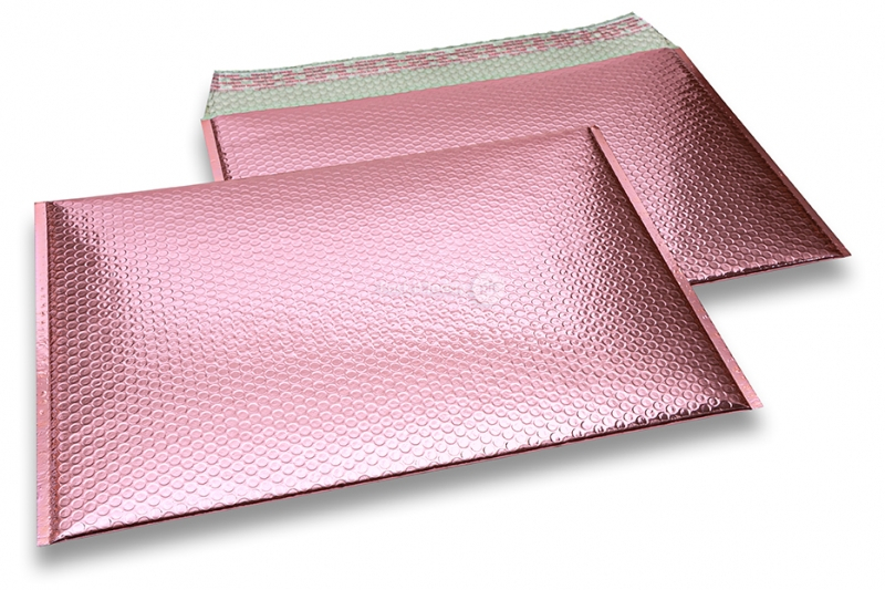 ECO boblekuvert af metallisk plast - roseguld 320 x 425 mm