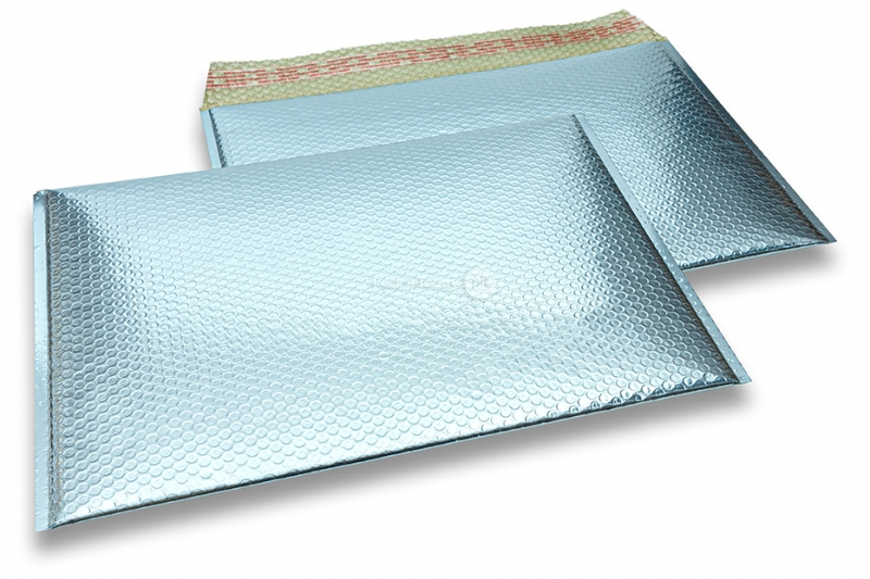 ECO boblekuvert af metallisk plast - isblå 320 x 425 mm