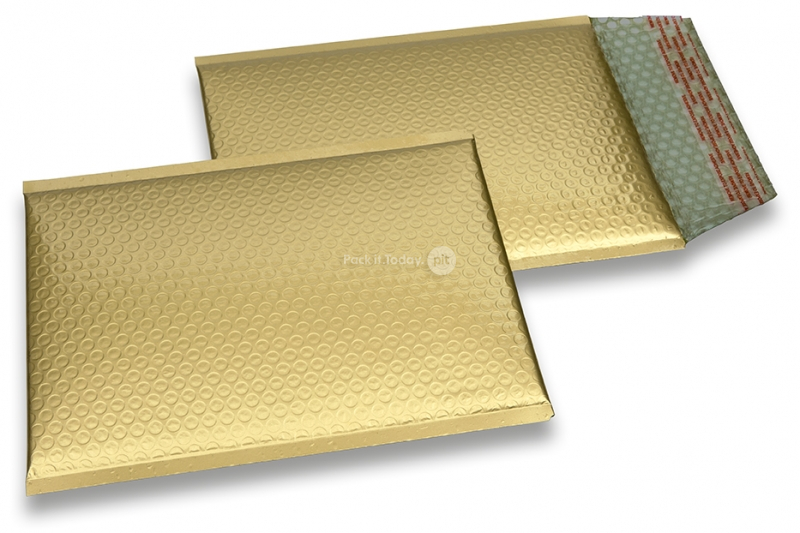 ECO boblekuvert af mat metallisk plast - guld 180 x 250 mm
