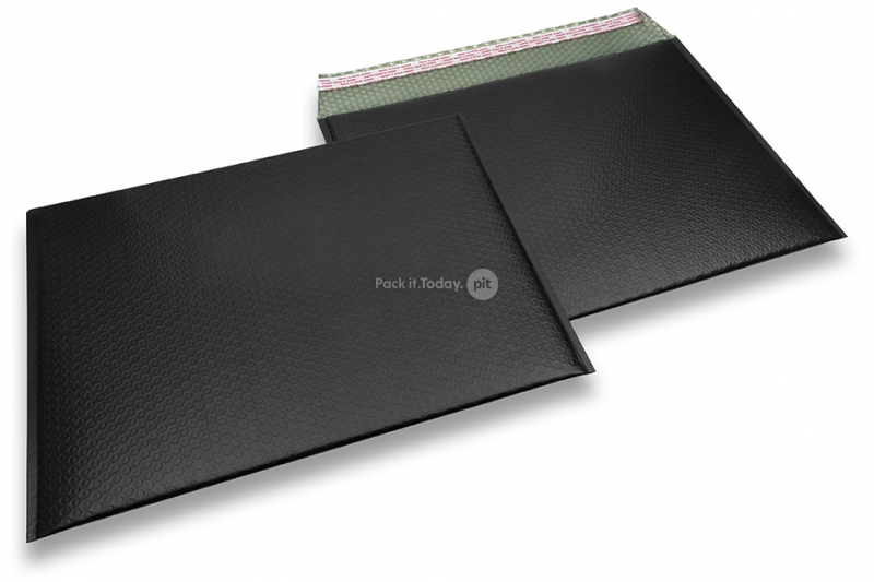 ECO boblekuvert af mat metallisk plast - sort 320 x 425 mm