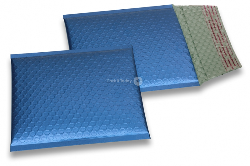 ECO boblekuvert af mat metallisk plast - mørkeblå 165 x 165 mm