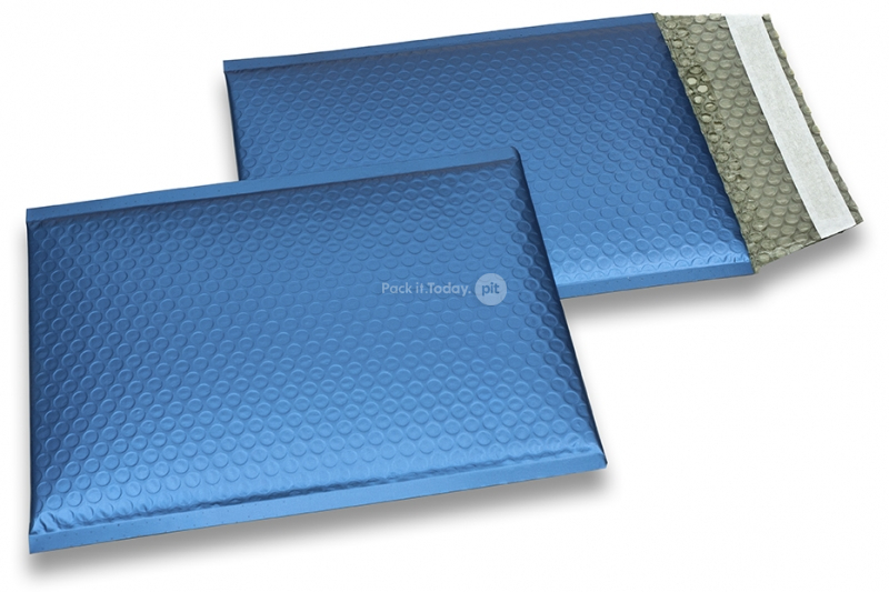ECO boblekuvert af mat metallisk plast - mørkeblå 180 x 250 mm