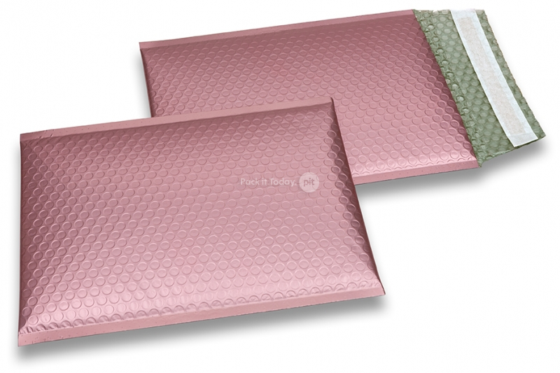 ECO boblekuvert af mat metallisk plast - roseguld 180 x 250 mm