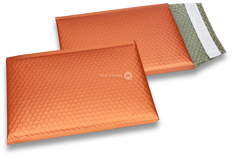 ECO boblekuvert af mat metallisk plast - orange 180 x 250 mm