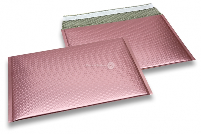 ECO boblekuvert af mat metallisk plast - roseguld 235 x 325 mm