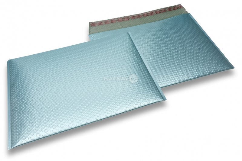 ECO boblekuvert af mat metallisk plast - isblå 320 x 425 mm