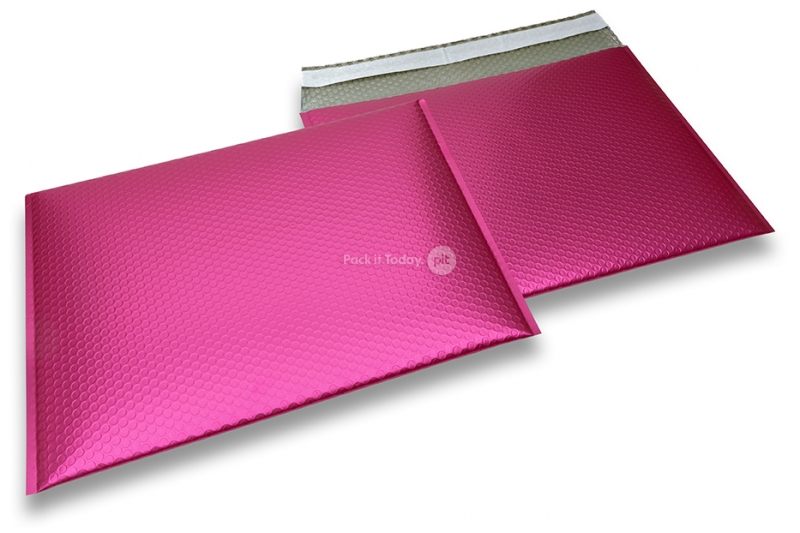 ECO boblekuvert af mat metallisk plast - pink 320 x 425 mm