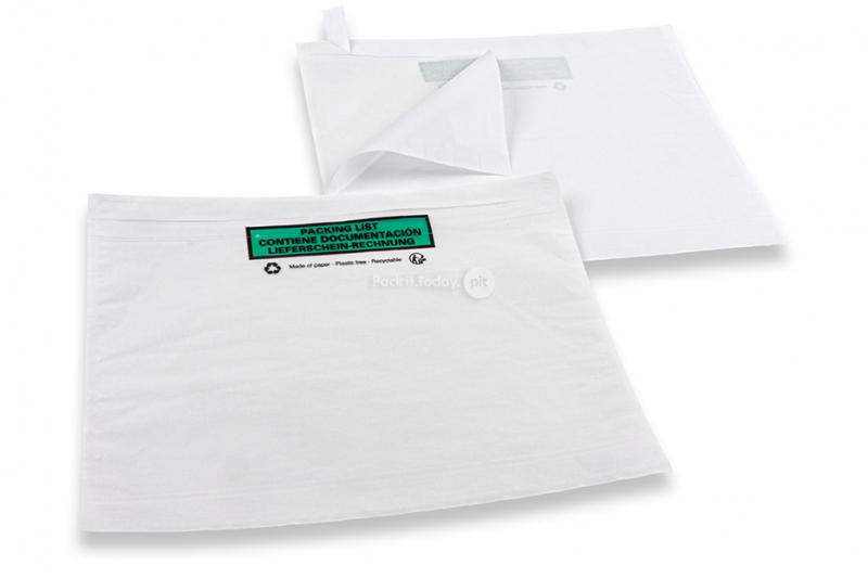 Følgeseddelslommer af papir - 250 x 320 mm trykt