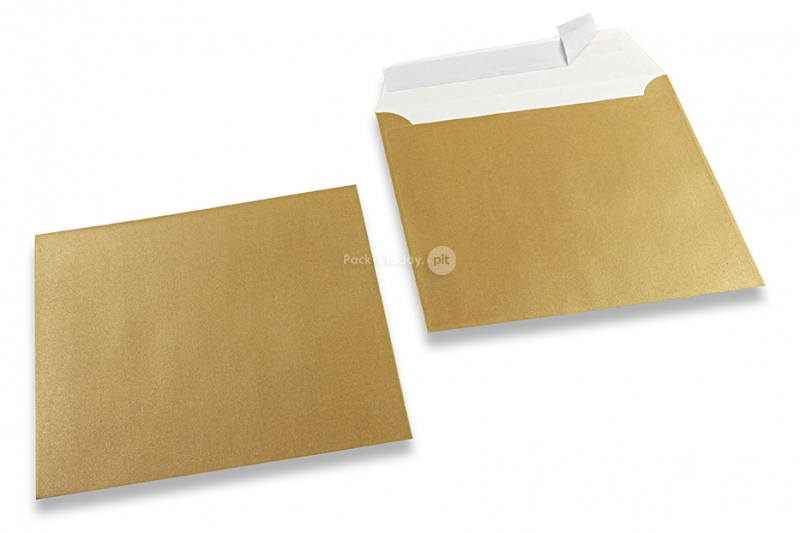 Guldfarvede kuverter med perlemorseffekt - 155 x 155 mm